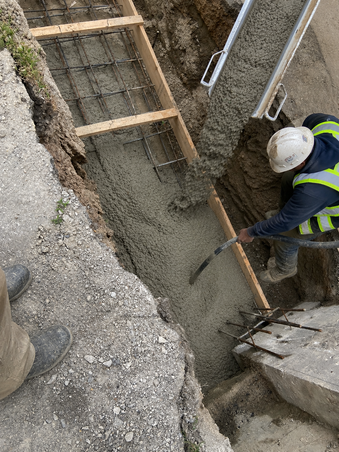 Concrete placement and vibration on site