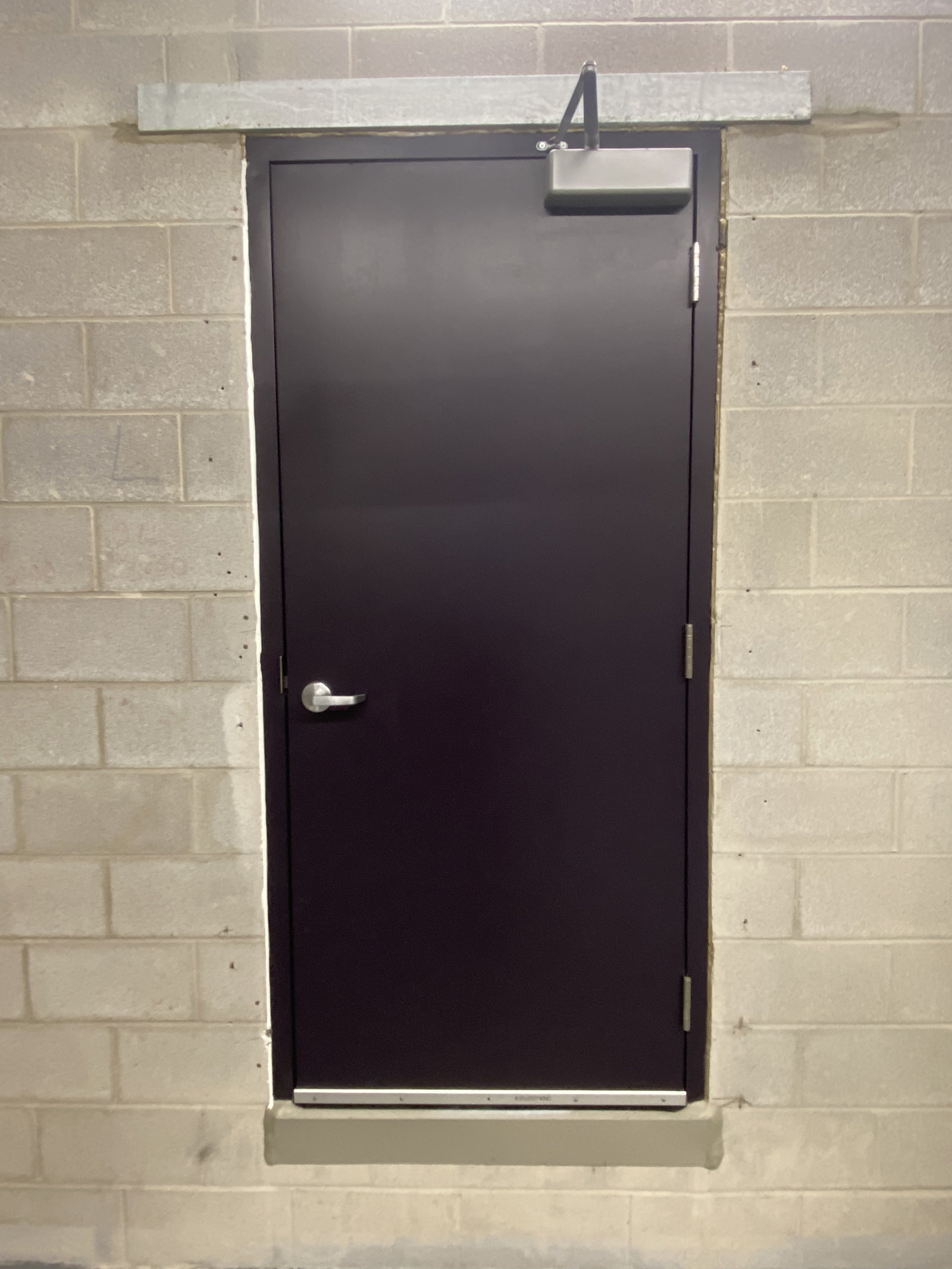 Completed commercial door viewed from the interior
