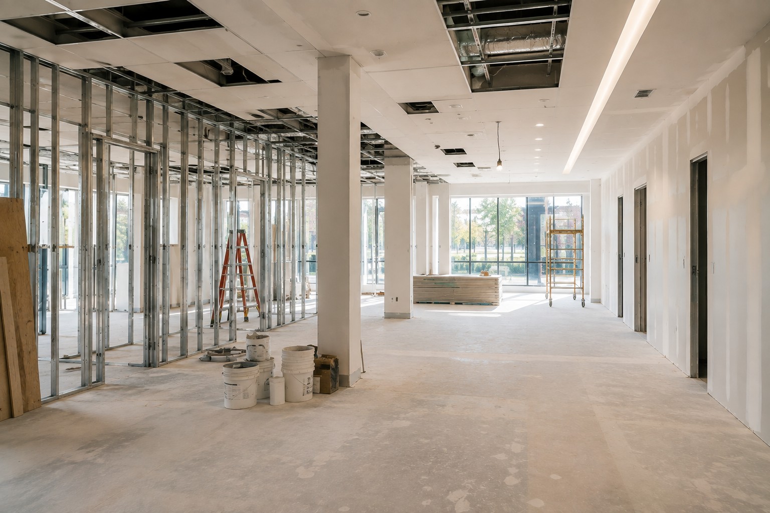 Unfinished interior prepared for renovation and fit-out
